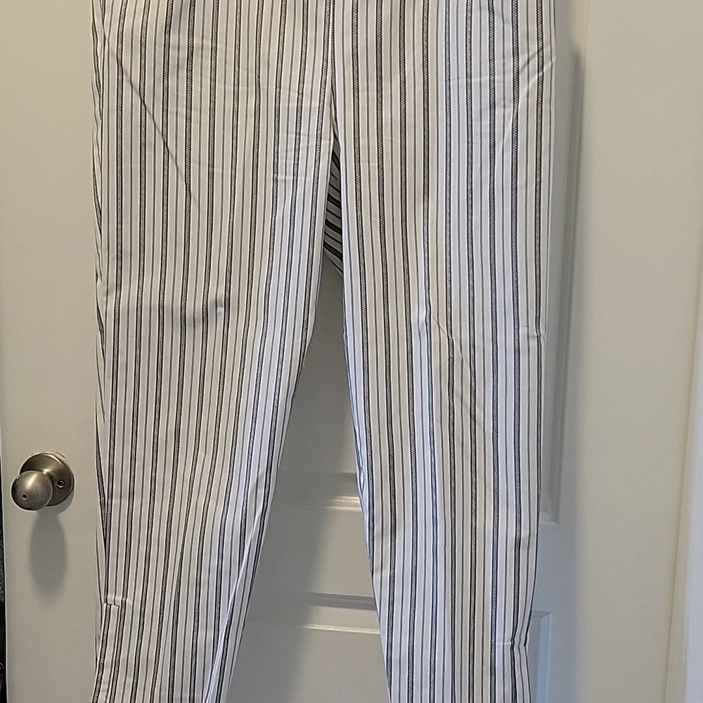 Ladies black and white stripped ankle length pants - Picture 1 of 6